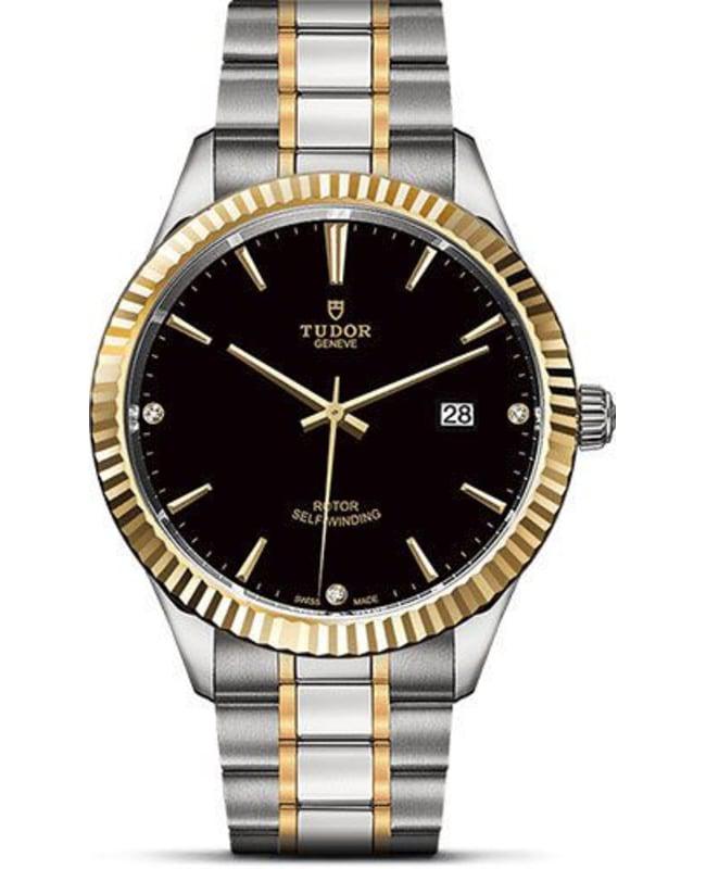 Tudor Style 41mm Black Dial Diamond-Set Stainless Steel Men's Watch M12713-0011商品第1张图片规格展示