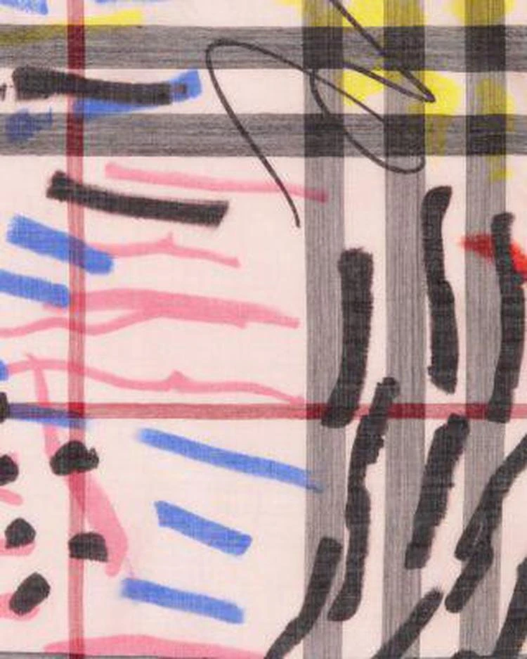 商品Burberry|Graffiti Print Check Scarf,价格¥2519,第4张图片详细描述