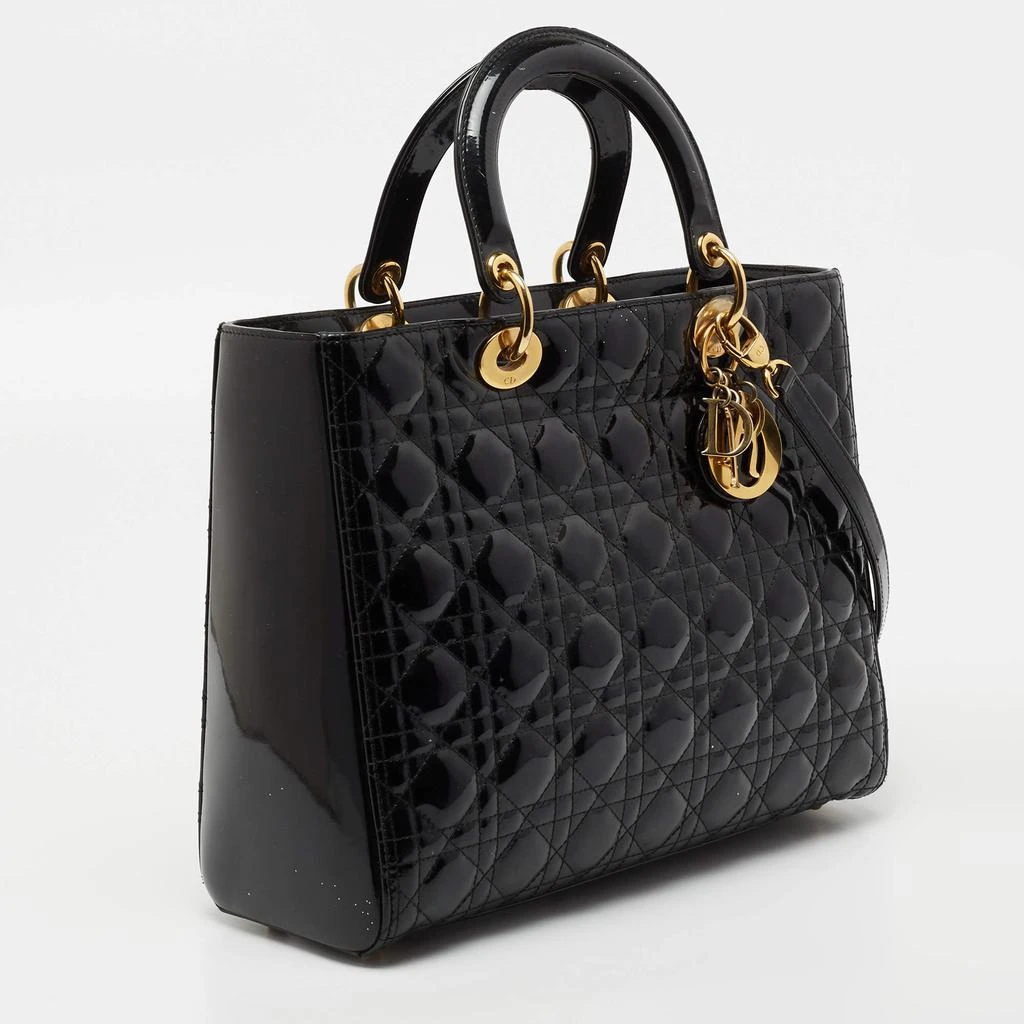 商品[二手商品] Dior|Dior Black Cannage Patent Leather Large Lady Dior Tote,价格¥9972,第3张图片详细描述