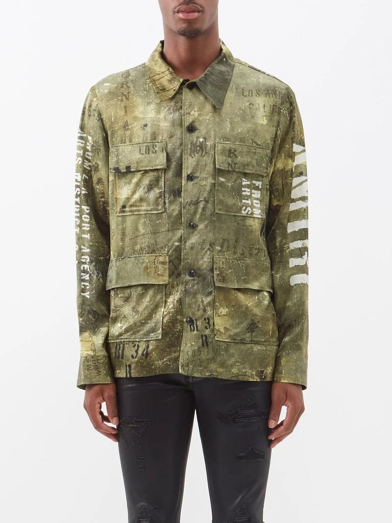 商品AMIRI|Army Stencil M-65-print satin shirt,价格¥3826,第1张图片