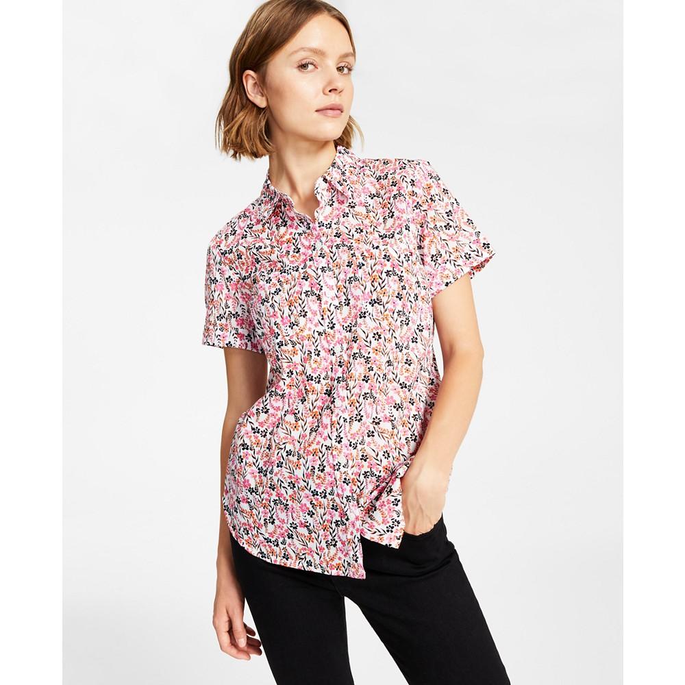Women's Cotton Floral-Print Camp Shirt商品第3张图片规格展示