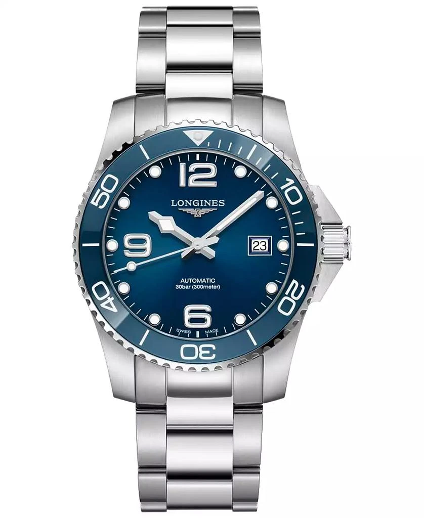 商品Longines|Men's Swiss Automatic HydroConquest Stainless Steel & Ceramic Diver Watch 41mm,价格¥13283,第1张图片