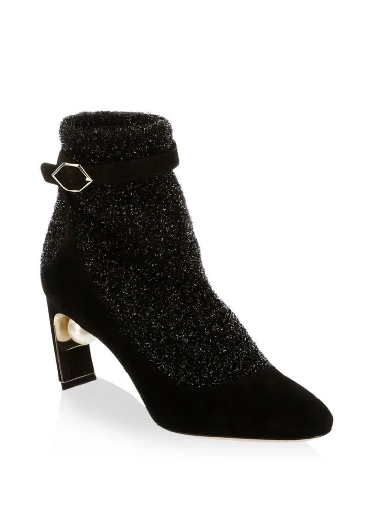 商品Nicholas Kirkwood|Lola Pearl-Heel Suede Sock Booties,价格¥3581,第1张图片