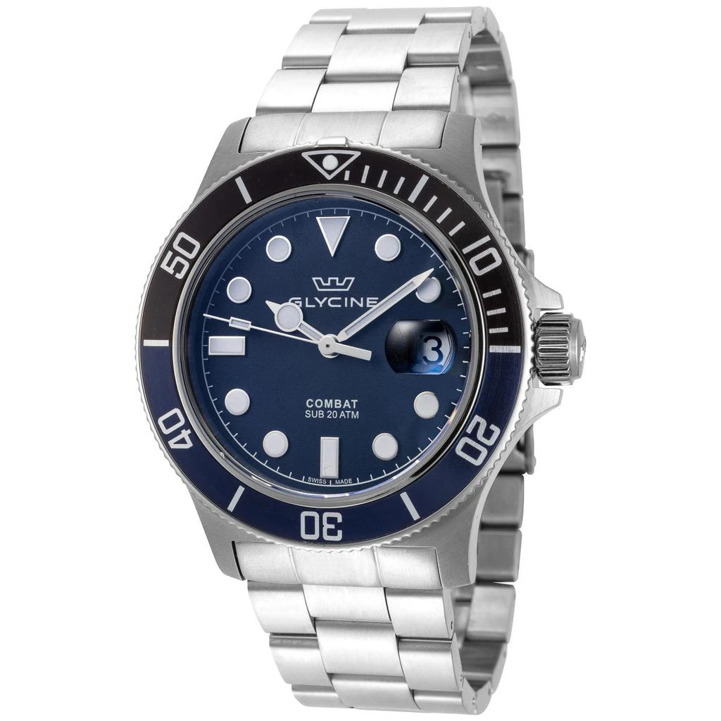 商品Glycine|Glycine Men's GL1013 Combat Sub Quartz 42mm Blue Dial Stainless Steel Watch,价格¥2342,第1张图片