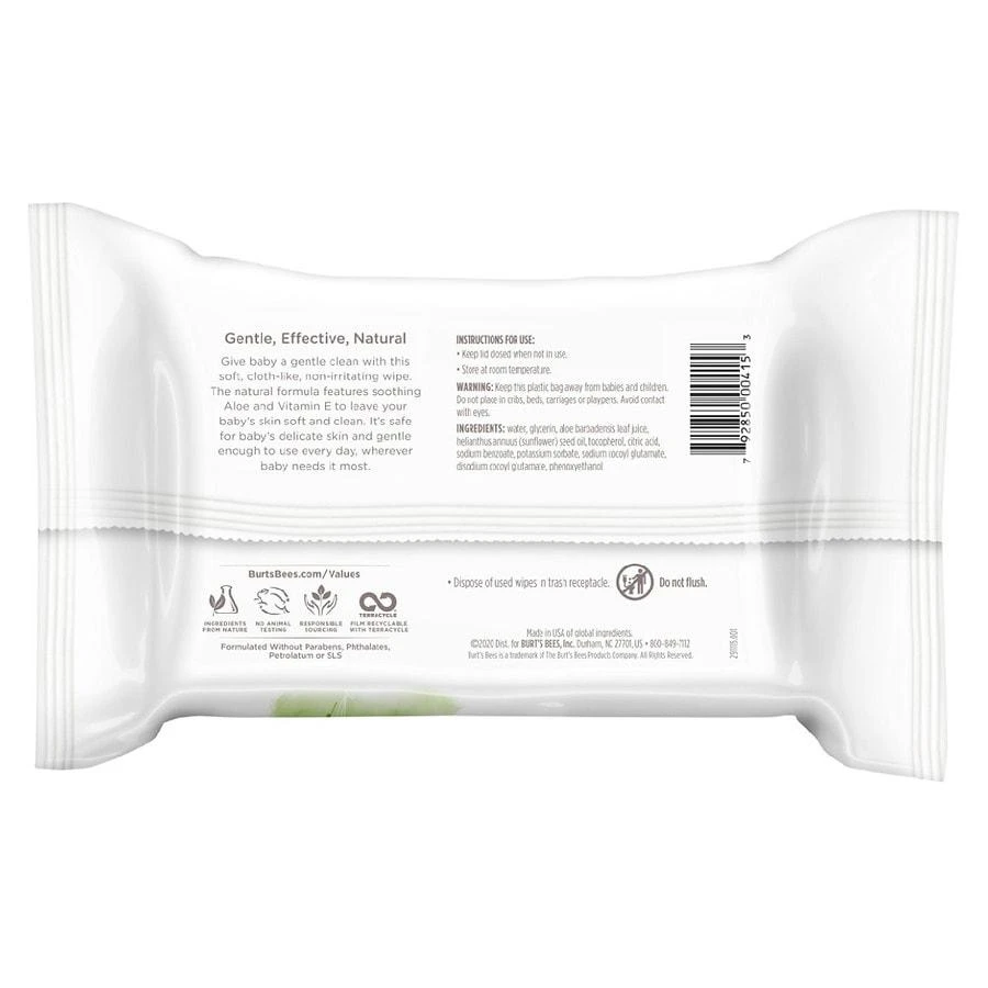 商品Burt's Bees|Baby Wipes for Sensitive Skin with Aloe and Vitamin E Fragrance-Free, 72,价格¥42,第2张图片详细描述