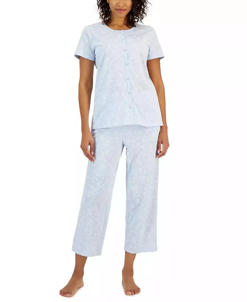 商品Charter Club|Women's 2-Pc. Cotton Printed Cropped Pajamas Set, Created for Macy's,价格¥113,第1张图片