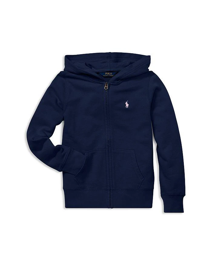 商品Ralph Lauren|Girls' French Terry Zip-Up Hoodie - Little Kid,价格¥452,第1张图片