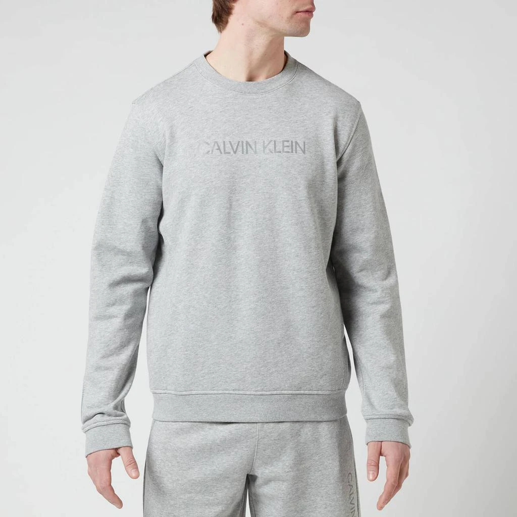 商品Calvin Klein|Calvin Klein Performance Men's Chest Logo Sweatshirt - Medium Grey Heather/Acid Lime,价格¥269,第1张图片