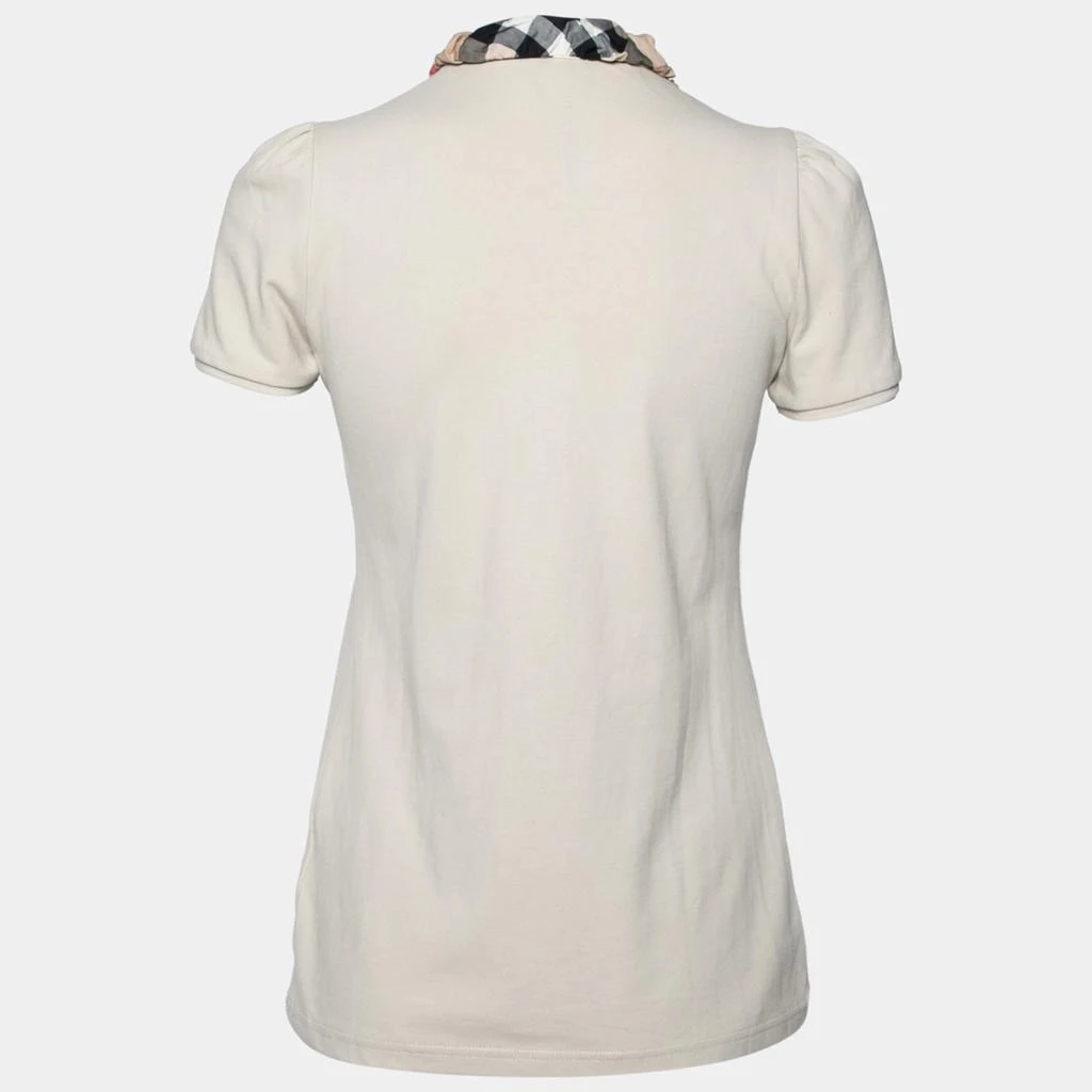 商品[二手商品] Burberry|Burberry Brit Beige Honeycomb Knit Nova Check Collar Detail Polo T-Shirt S,价格¥808,第2张图片详细描述