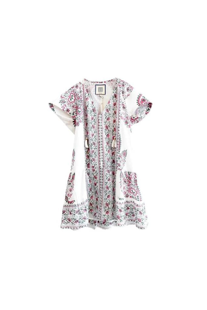 商品Bell|Girls Popover Kaftan Dress In Pink/green Paisley,价格¥683,第1张图片