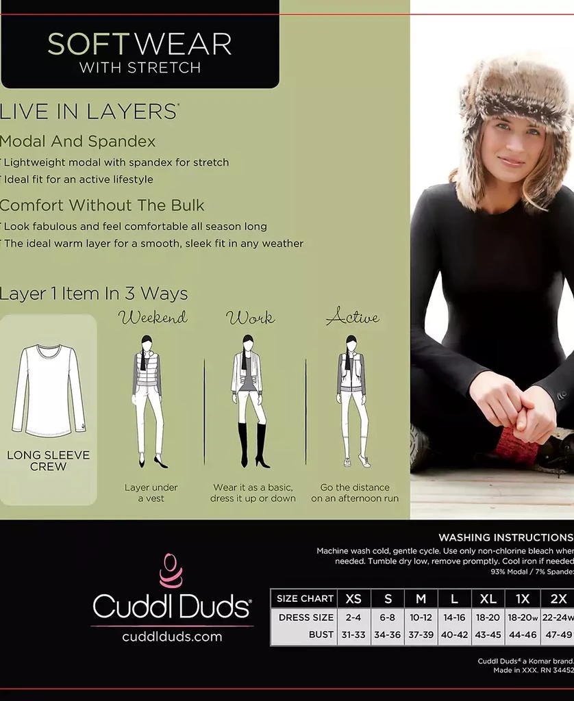 商品Cuddl Duds|Plus Size Softwear with Stretch Long Sleeve Top,价格¥143,第3张图片详细描述