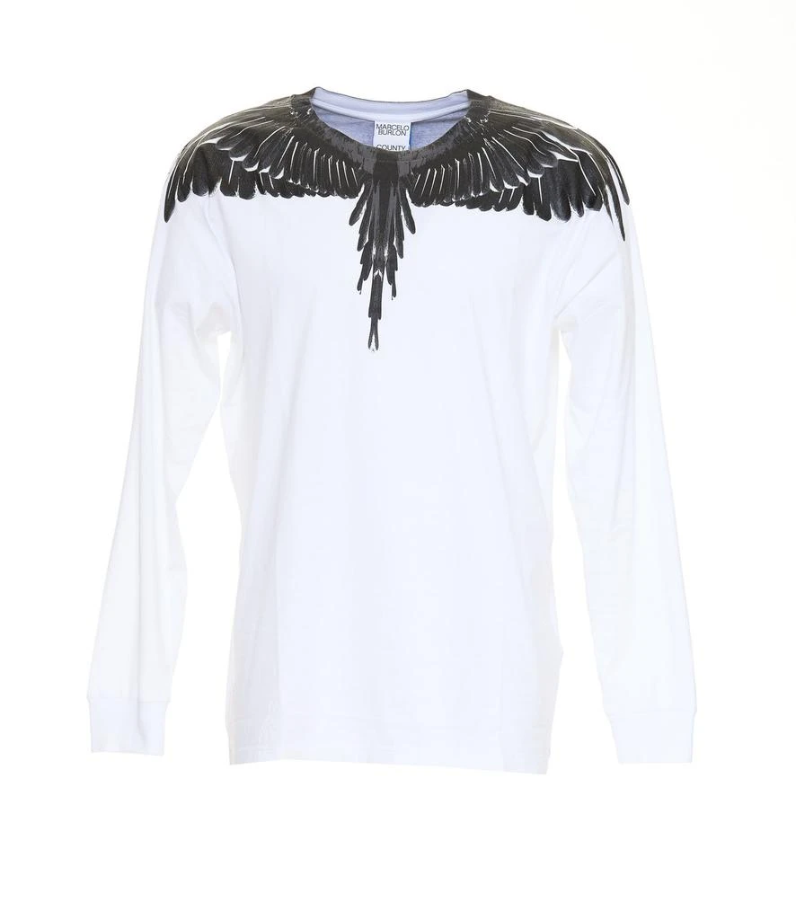 商品Marcelo Burlon|Marcelo Burlon County Of Milan Long Wings Printed T-Shirt,价格¥1426,第1张图片