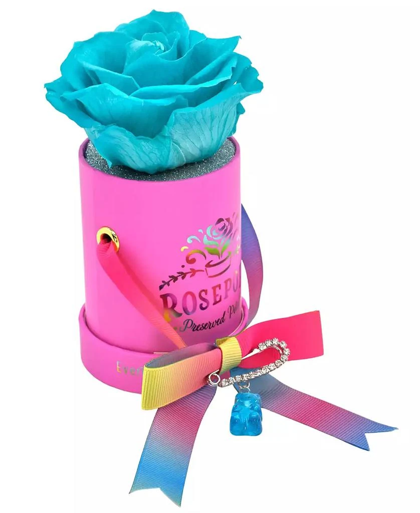 商品Rosepops|POP-Up I Love You Beary Much Single Blue Topaz Real Rose Preserved to Last One Year with Complementary Faux Gummy Bear Charm,价格¥286,第4张图片详细描述