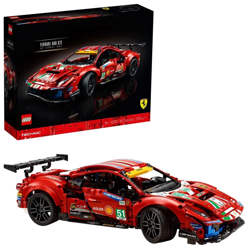 商品LEGO|LEGO Technic Ferrari 488 GTE “AF Corse #51” 42125 - Champion GT Series Sports Race Car, Exclusive Collectible Model Kit, Collectors Set for Adults to Build,价格¥2081,第1张图片