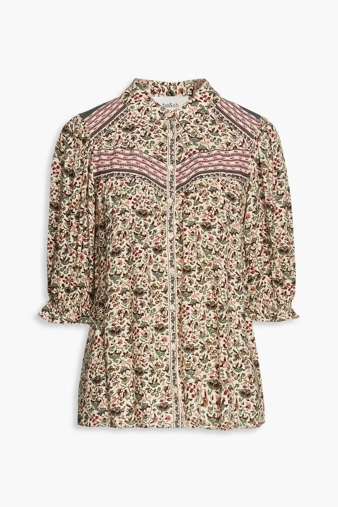 商品ba&sh|Mel gathered floral-print crepe blouse,价格¥552,第1张图片