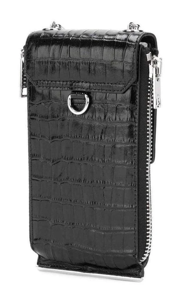 商品Alexander Wang|Black Shoulder Wallet Crocodile Embossed Leather,价格¥3957,第3张图片详细描述