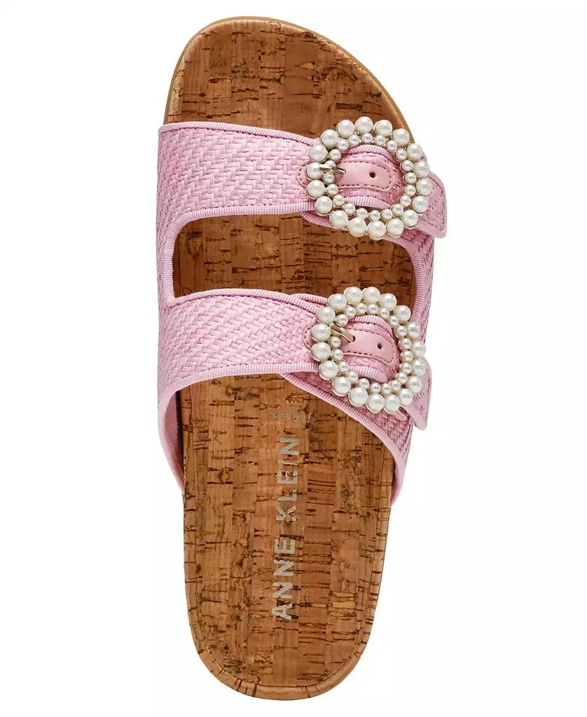 商品Anne Klein|Women's Happy Double Band Embellished Buckle Footbed Sandals,价格¥378,第4张图片详细描述