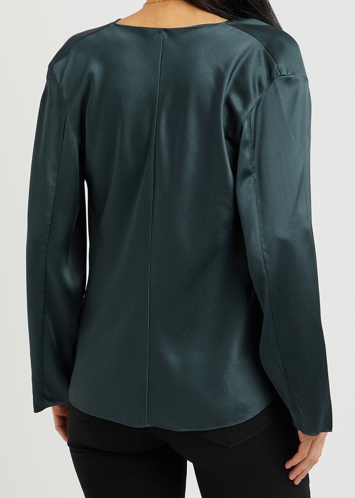 商品Vince|Teal draped silk-satin blouse,价格¥2932,第5张图片详细描述