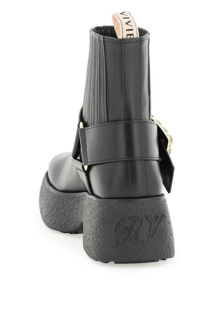 Roger Vivier Viv' Rangers Flatform Ankle Boots With Strass Buckle商品第3张图片规格展示