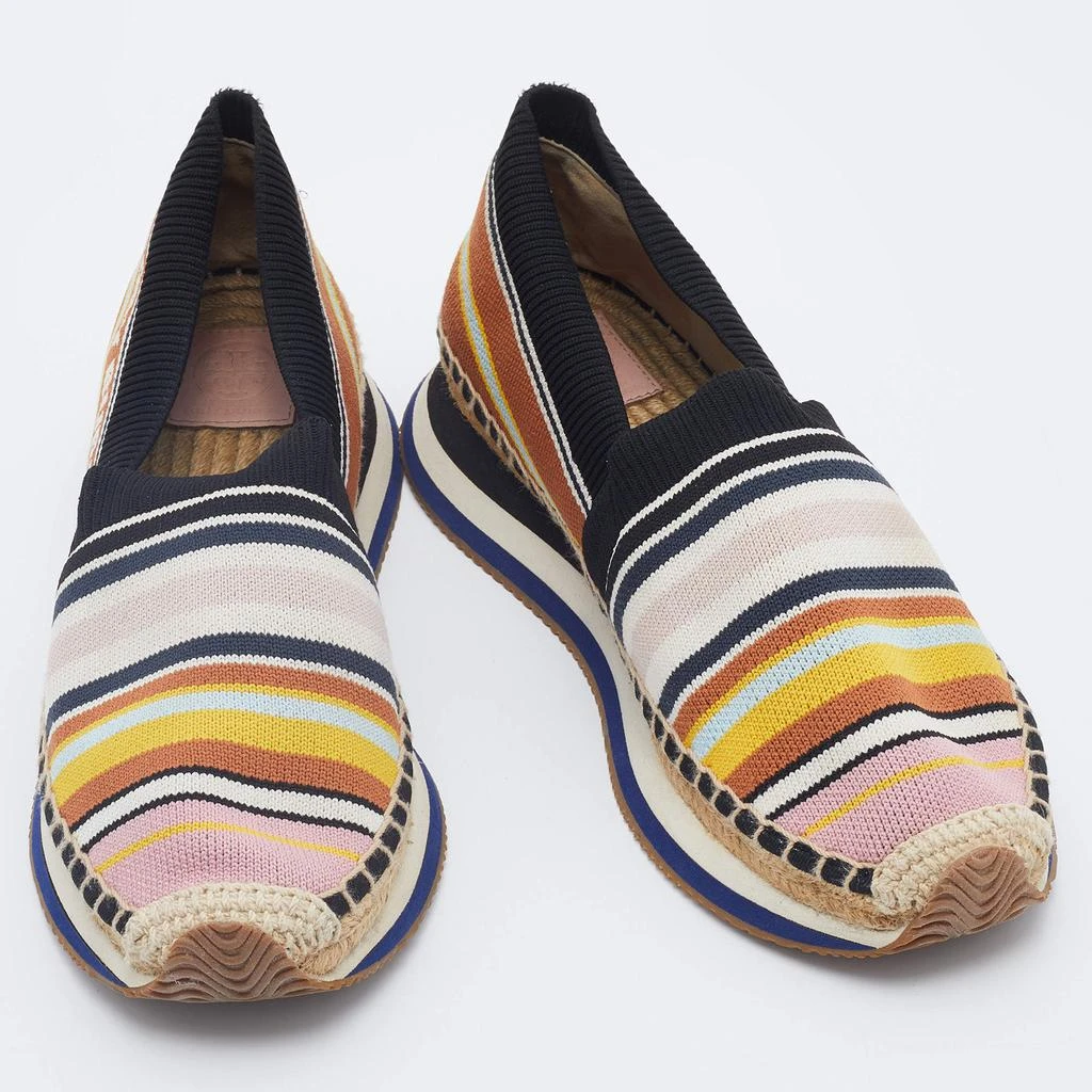 商品[二手商品] Tory Burch|Tory Burch Multicolor Knit Fabric Daisy Espadrille Sneakers Size 40,价格¥1541,第4张图片详细描述