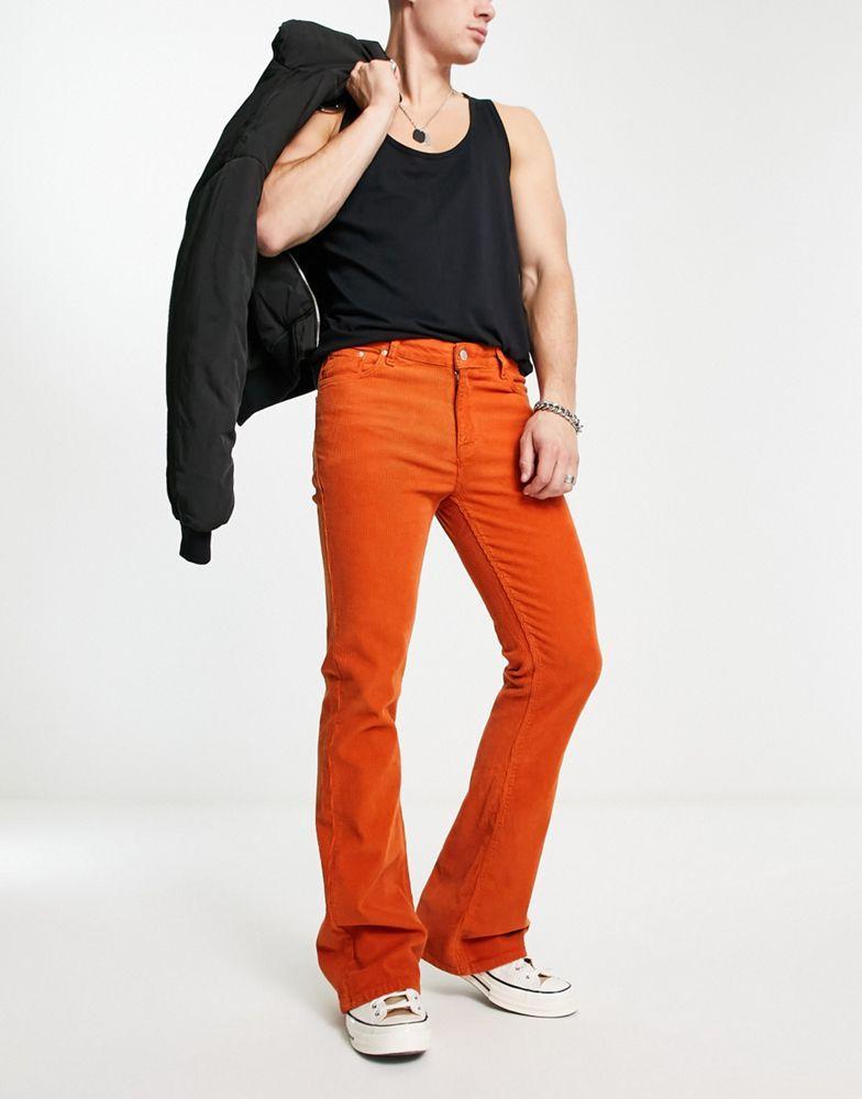 商品ASOS|ASOS DESIGN flare jeans in rust stretch corduroy,价格¥317,第1张图片