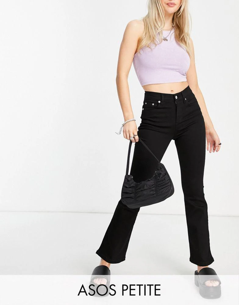 商品ASOS|ASOS DESIGN Petite high rise 'lift and contour' flare jeans in clean black,价格¥135,第1张图片