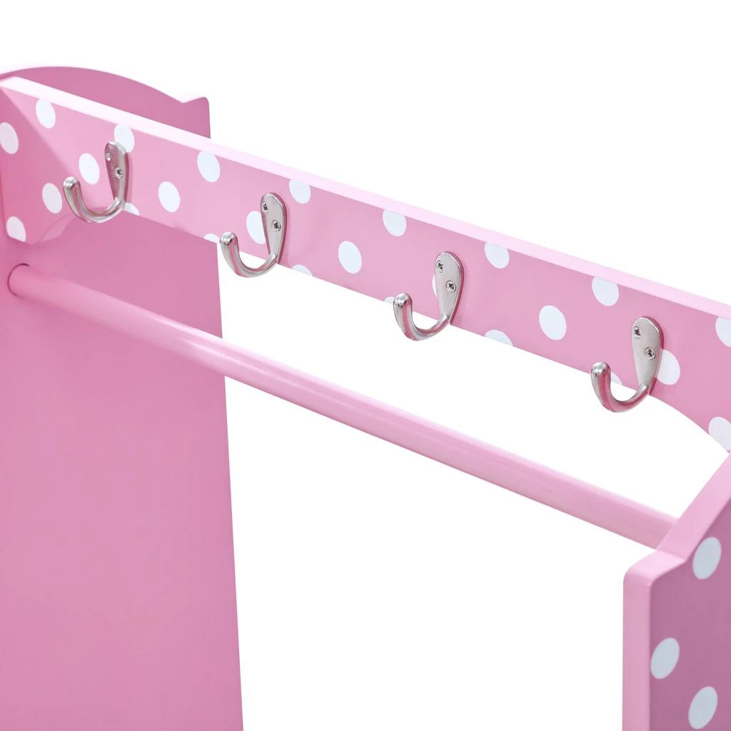 商品Teamson|Kids Polka Dot Kids Wooden Clothes Rack Hanger Storage Pink TD-12949A,价格¥944,第4张图片详细描述