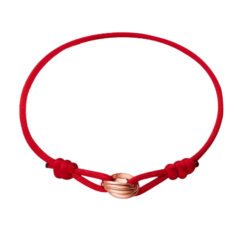 商品[国内直发] Cartier|卡地亚 Trinity手链 18K玫瑰金 红绳 手链 幸运 红,价格¥8196,第9张图片详细描述