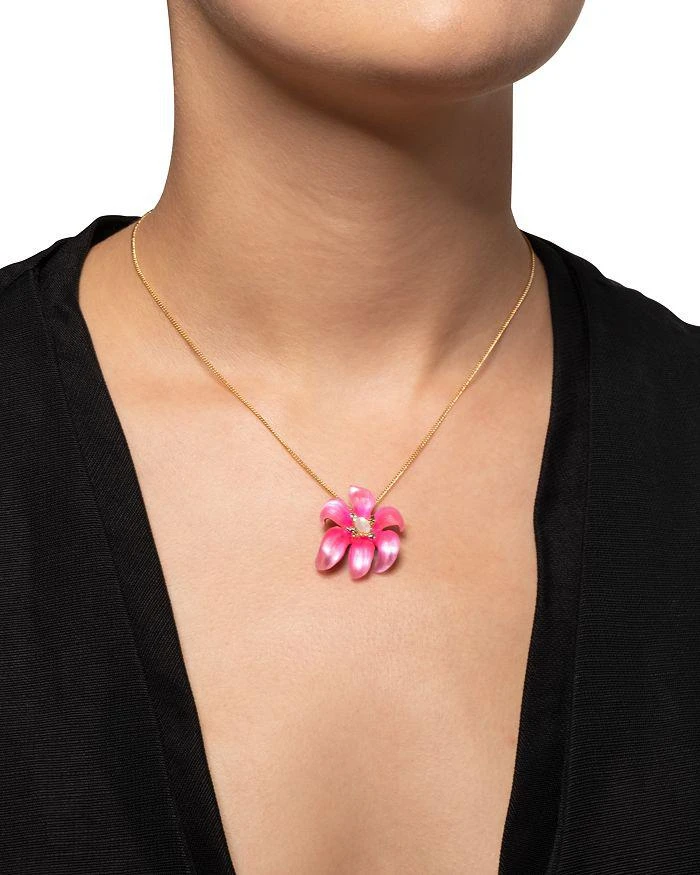 商品Alexis Bittar|Lily Lucite Flower Pendant Necklace in 14K Gold Plated, 16"-18",价格¥1107,第3张图片详细描述