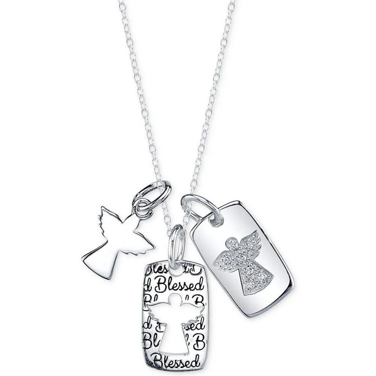 商品Unwritten|Cubic Zirconia Three Angel Pendant Necklace in Sterling Silver,价格¥225,第1张图片