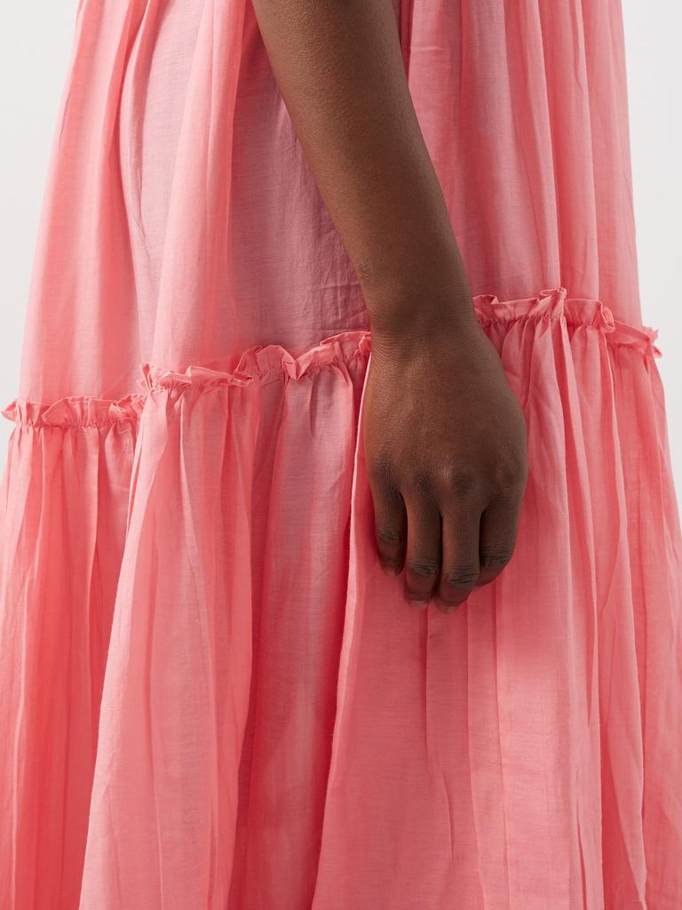 Yassina silk-embroidered cotton maxi dress商品第4张图片规格展示