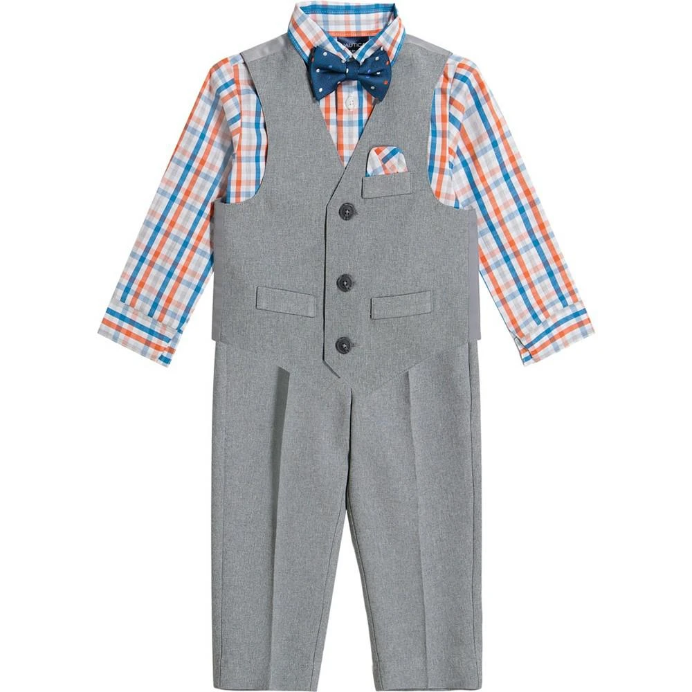 商品Nautica|Baby Boys Poplin Vest, Pants, Shirt and Bowtie, 4 Piece Set,价格¥264,第1张图片