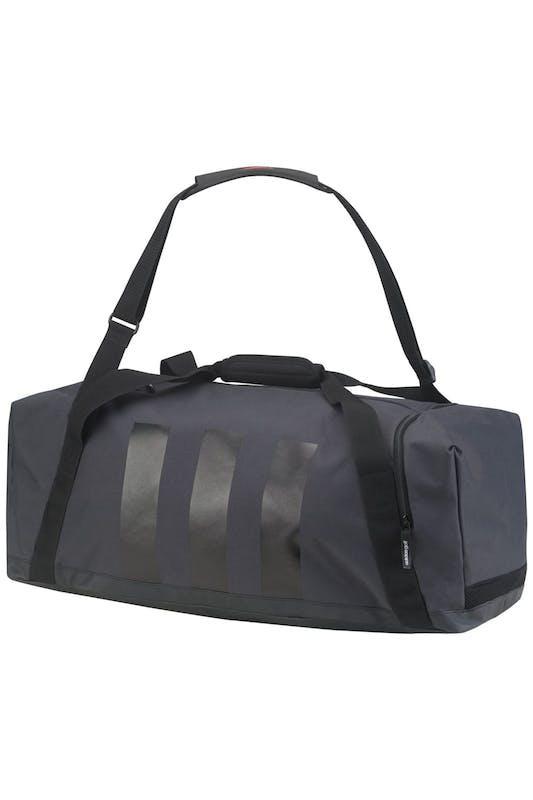 商品Adidas|Adidas 3 Stripes Medium Duffle Bag (Dark Grey/ Black/ Scarlet) (One Size) Dark Grey/ Black/ Scarlet,价格¥342,第1张图片