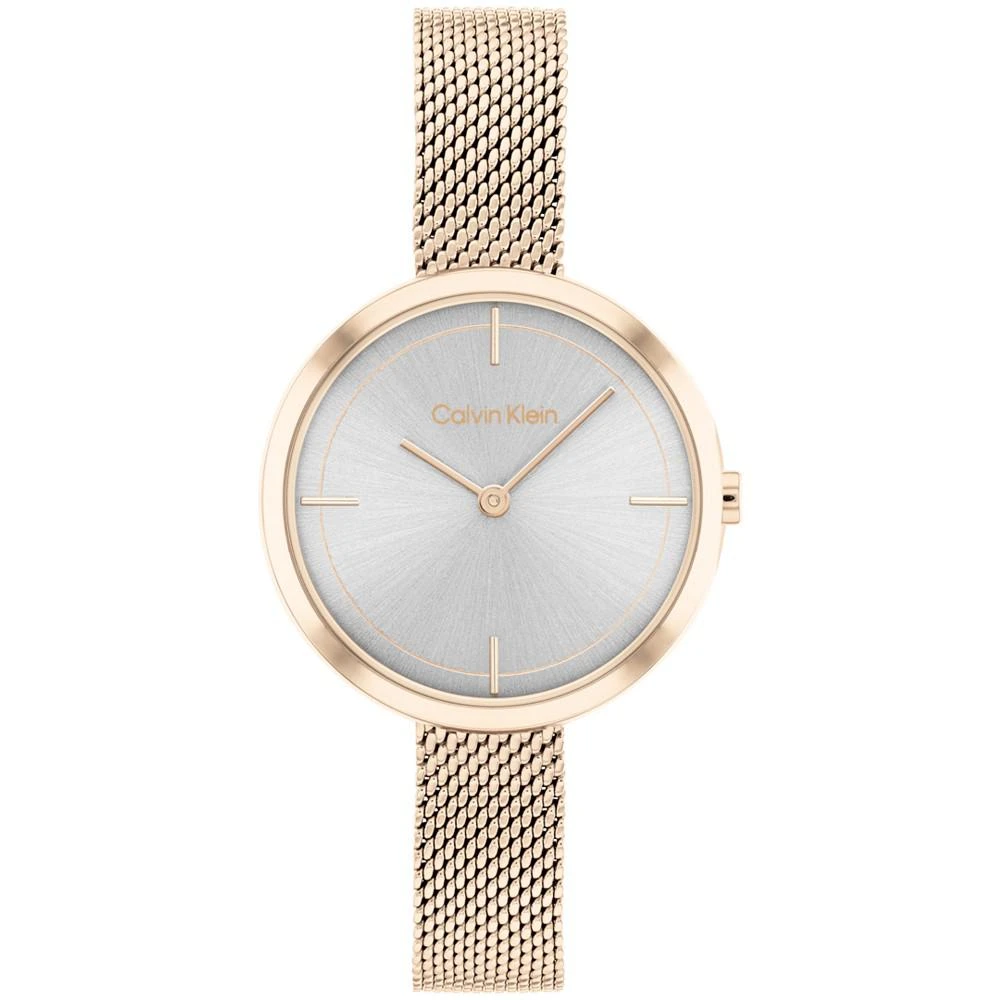 商品Calvin Klein|Women's Carnation Gold-Tone Stainless Steel Mesh Bracelet Watch 30mm,价格¥1201,第1张图片
