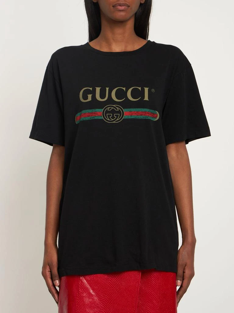商品Gucci|Vintage Logo Cotton Jersey T-shirt,价格¥4542,第2张图片详细描述
