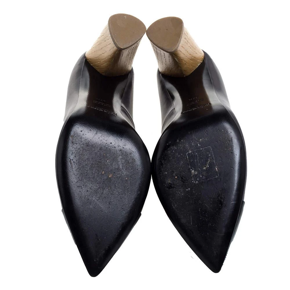 Saint Laurent Paris Black Leather Wood Heel Pointed Toe Pumps Size 37.5 商品