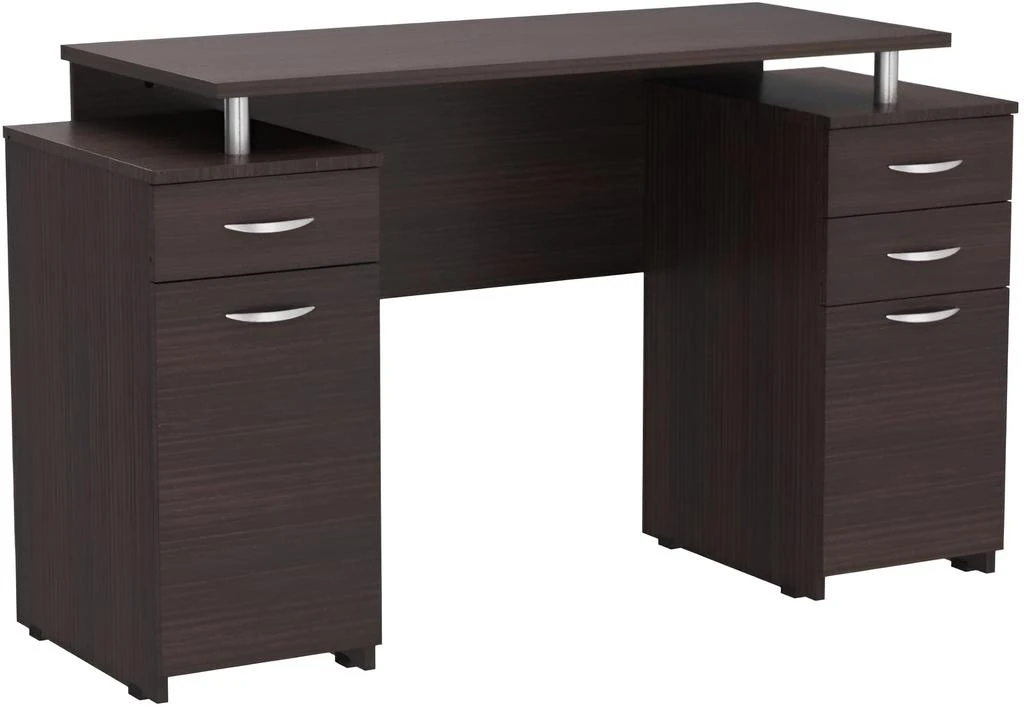 商品Homezia|43" Espresso Computer Desk With Four Drawers,价格¥5431,第2张图片详细描述