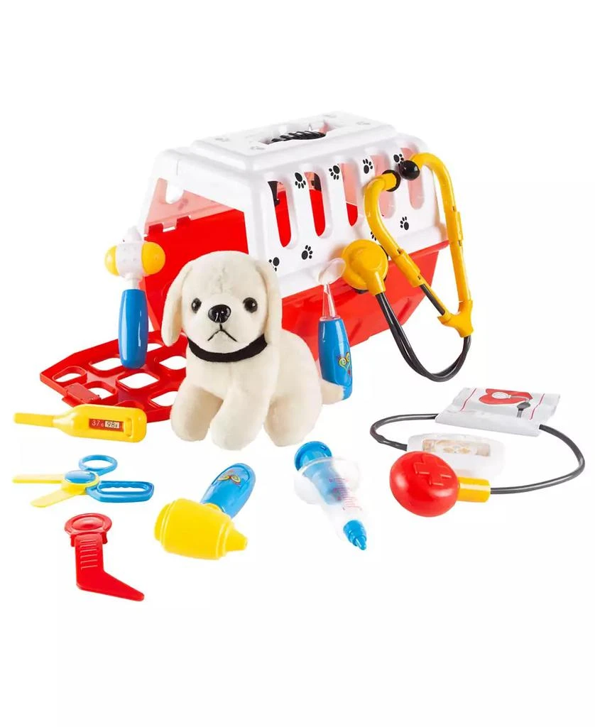 商品Trademark Global|Hey Play Kids Veterinary Set With Animal Medical Supplies, Plush Dog And Carrier For Boys And Girls, 11 Piece,价格¥315,第1张图片