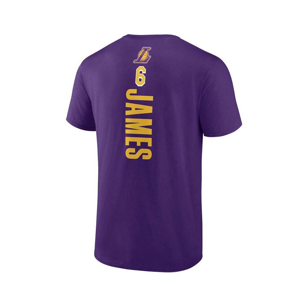 商品Fanatics|Men's LeBron James Purple Los Angeles Lakers Playmaker Name Number T-shirt,价格¥239,第5张图片详细描述