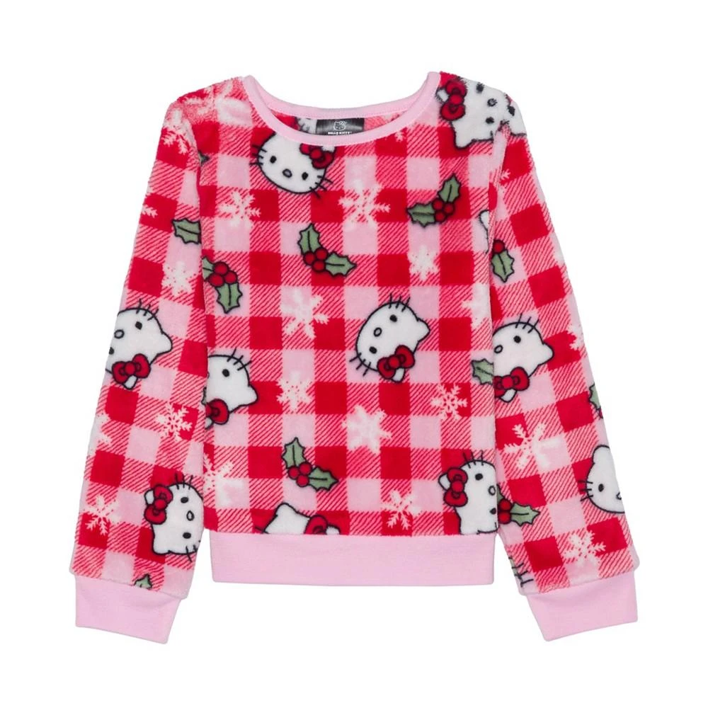 商品Hello Kitty|Toddler Girls Xmas Plaid Long Sleeve Plush Pullover Sweatshirt,价格¥57,第1张图片