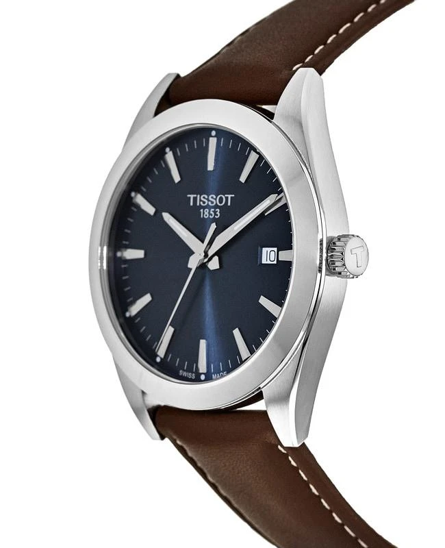 商品Tissot|Tissot Gentleman Quartz Blue Dial Leather Strap Men's Watch T127.410.16.041.00,价格¥2228,第3张图片详细描述