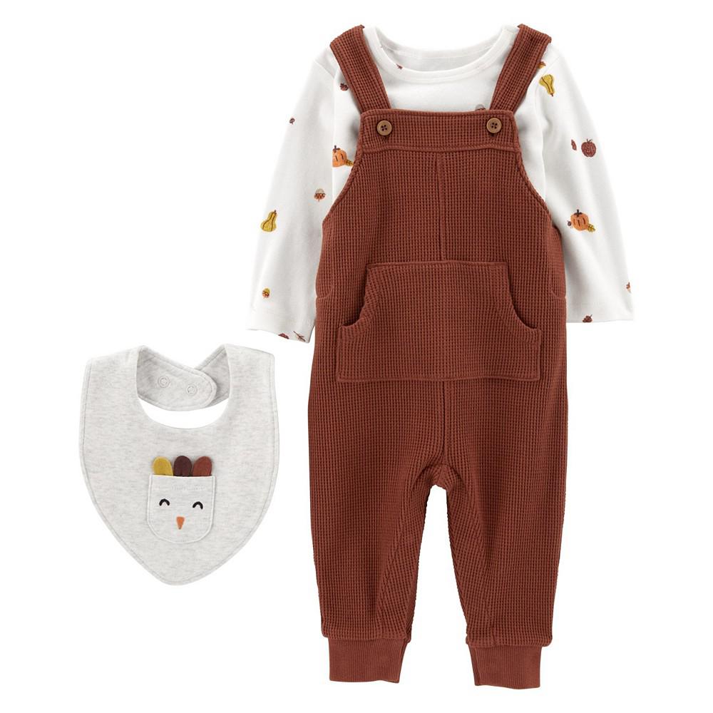 Baby Neutral Thanksgiving Jumper Outfit, T-shirt and Bib, 3-Piece Set商品第1张图片规格展示