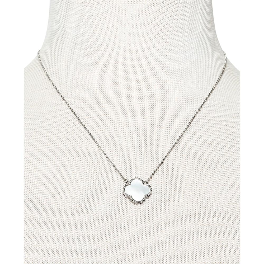 Mother-of-Pearl Clover Pendant Necklace in Sterling Silver, 16" + 2" extender (Also in Onyx), Created for Macy's商品第2张图片规格展示