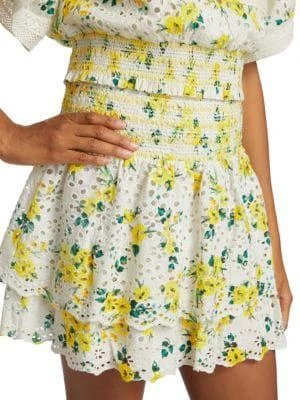商品Alice + Olivia|Bethie Smocked Tiered Ruffle Miniskirt,价格¥930,第4张图片详细描述