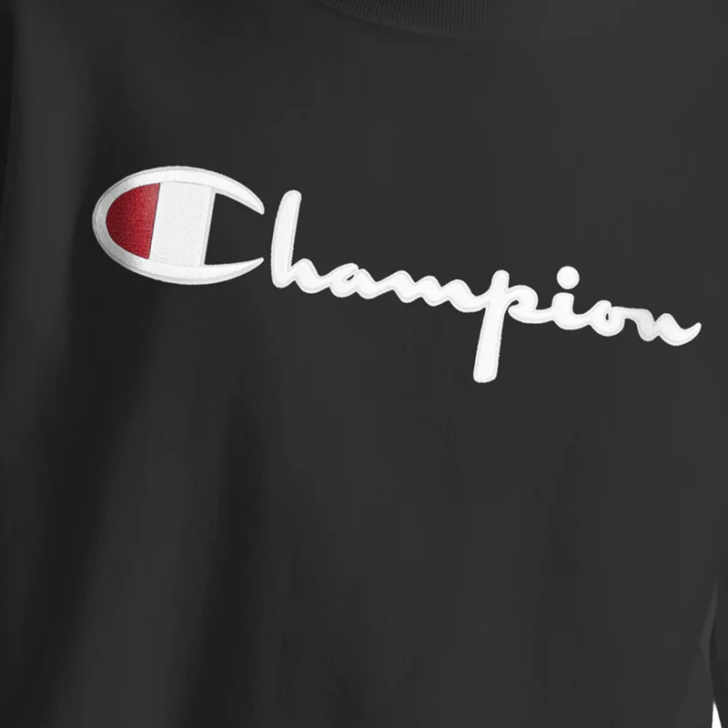 Champion 男士黑色圆领刺绣卫衣 GF70-Y08069-001商品第4张图片规格展示