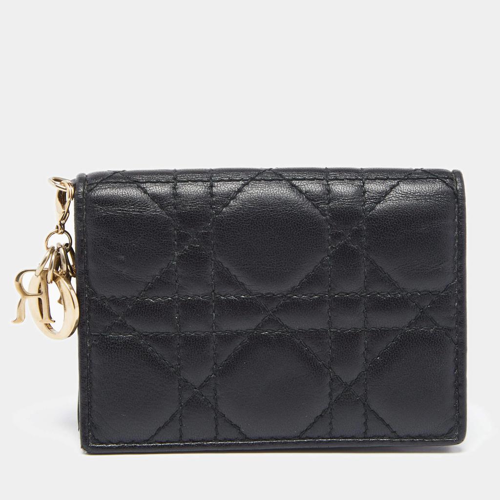 Dior Black Cannage Leather Mini Lady Dior Card Case商品第1张图片规格展示