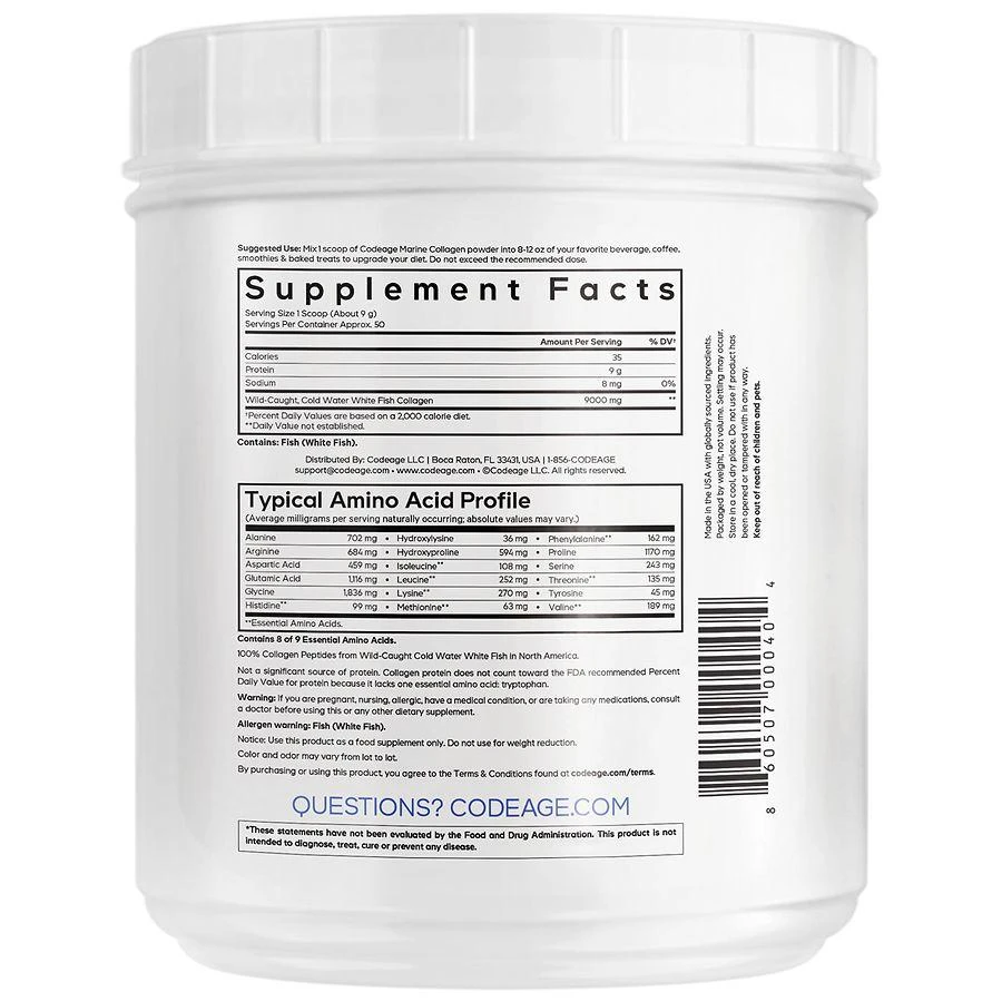 商品Codeage|Wild Caught Marine Collagen Powder Unflavored,价格¥407,第4张图片详细描述