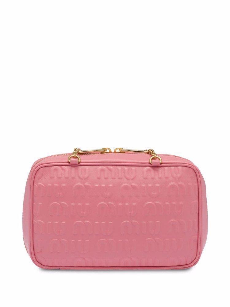 商品Miu Miu|Miu Miu Allover Logo Zipped Shoulder Bag,价格¥10506,第1张图片