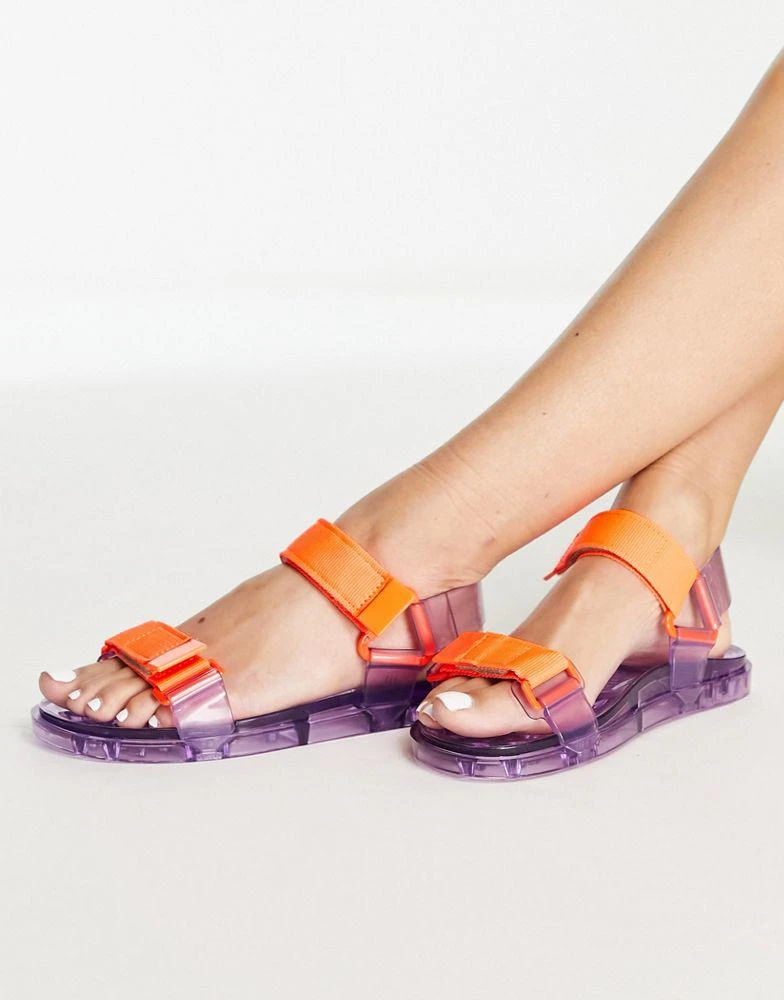 商品Melissa|Melissa Papette velcro strap flat sandals in purple,价格¥292,第1张图片