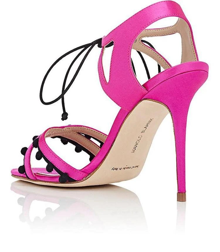 商品Manolo Blahnik|Esparra Satin Ankle-Tie Sandals,价格¥4142,第3张图片详细描述